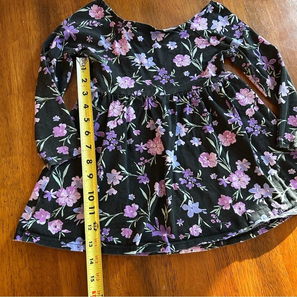 Purple & Black Floral Long Sleeve Dress | Girl Size 4 | The Children’s Place